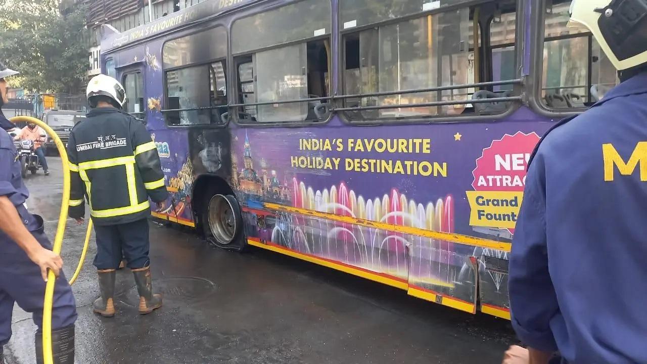 BEST Bus Catches Fire