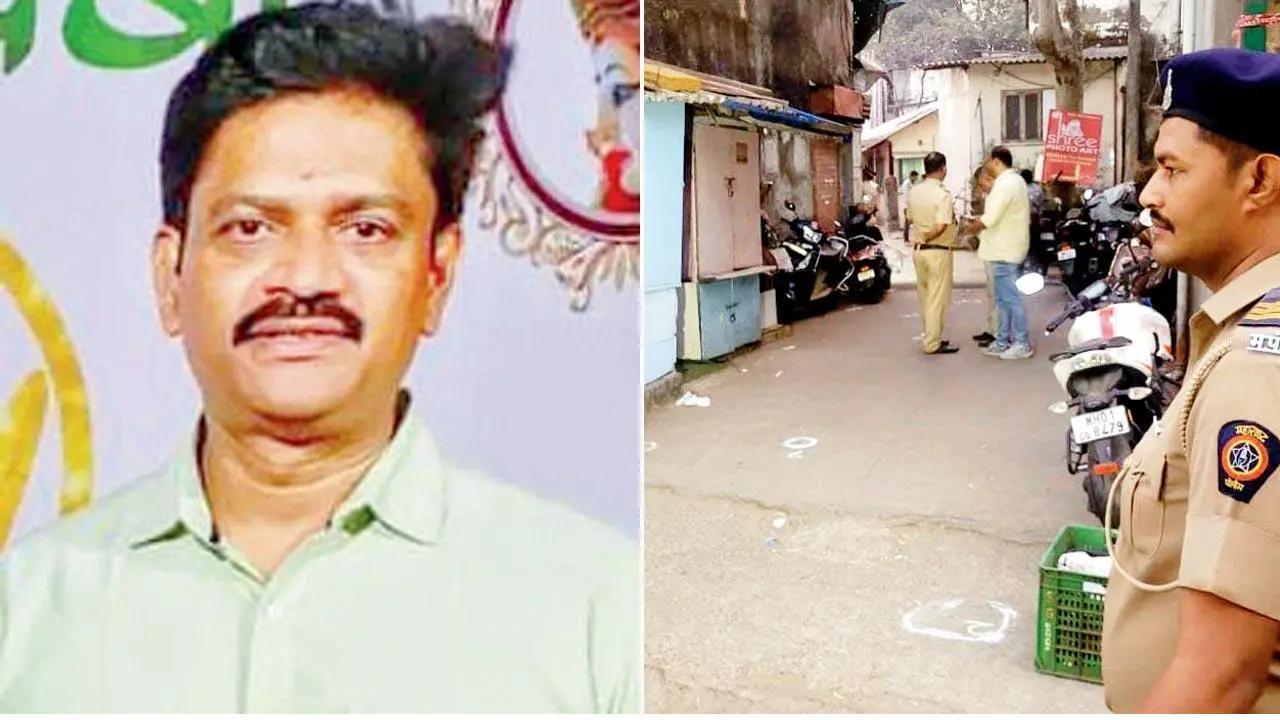 The deceased Sumit Yerunkar; (right) Police on the spot. Pics/Rajesh Gupta