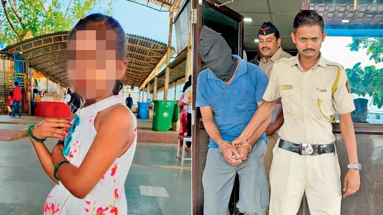 मृतका जिसका शव 4 दिसंबर को मिला था. कथित हत्यारे के पिता को पेल्हार पुलिस स्टेशन में जांच कार्यालय से बाहर ले जाया जा रहा है. तस्वीरें/हनीफ पटेल