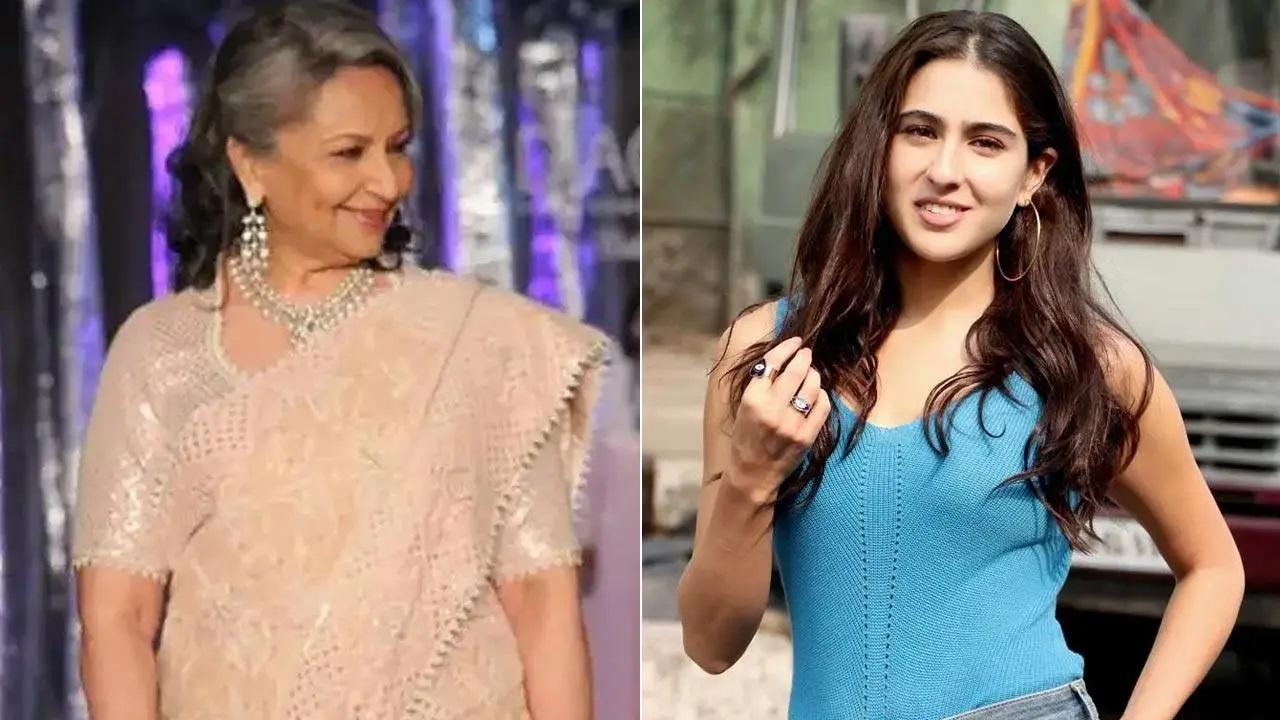 शर्मिला टैगोर और सारा अली खान. चित्र/योगेन शाह