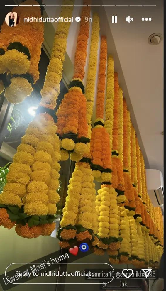सारा अली खान ने कल रात अपने घर पर दिवाली पार्टी की. वहां फेस्टिव लुक के लिए फूलों का डेकोरेशन किया गया.