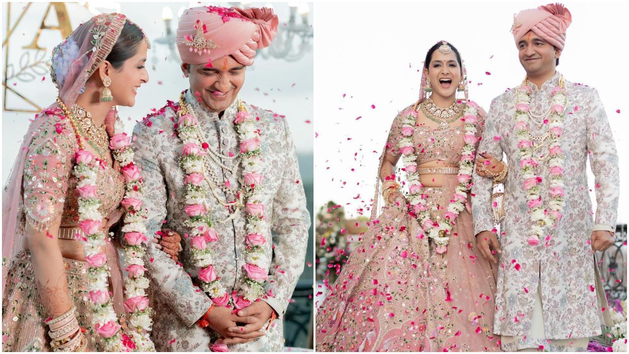 अभिनेत्री अरुशी शर्मा ने रॉयल अंदाज में कास्टिंग डायरेक्टर वैभव विशांत के साथ सात फेरे लिए हैं. 