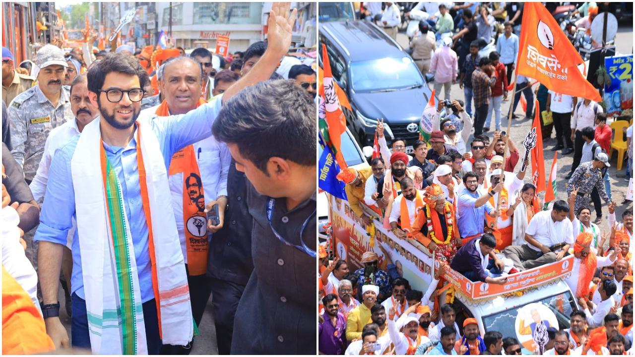 महाराष्ट्र के पूर्व मंत्री और शिवसेना (यूबीटी) नेता आदित्य ठाकरे ने चंद्रकांत खैरे के नामांकन पत्र दाखिल करने से पहले उनके द्वारा निकाले गए जुलूस में शामिल हुए.