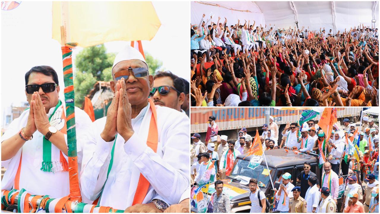 अभिनव लॉन, अठवाडी बाजार, हनुमान मंदिर, भडंगे मोहोल्ला, भोई, माली, वंजारी समाज मोहोल्ला, राम मंदिर, इंदिरा गांधी चौक, शिवाजी महाराज विद्यालय से अभिनव लॉन तक पैदल रैली निकाली गई.