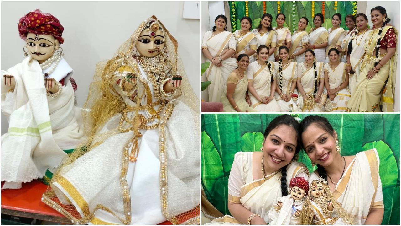 तस्वीरों में आप देख सकते है कि सभी महिलाओं ने गोल्डन बॉर्डर वाली ऑफ-व्हाइट कलर की साड़ी पहनी हैं. 