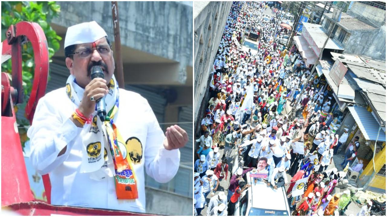 नीलेश सांबरे के समर्थन में भिवंडी के छत्रपति शिवाजी महाराज चौक कोम्बाडपाड़ा से प्रांतीय कार्यालय तक रैली निकाली गई. 