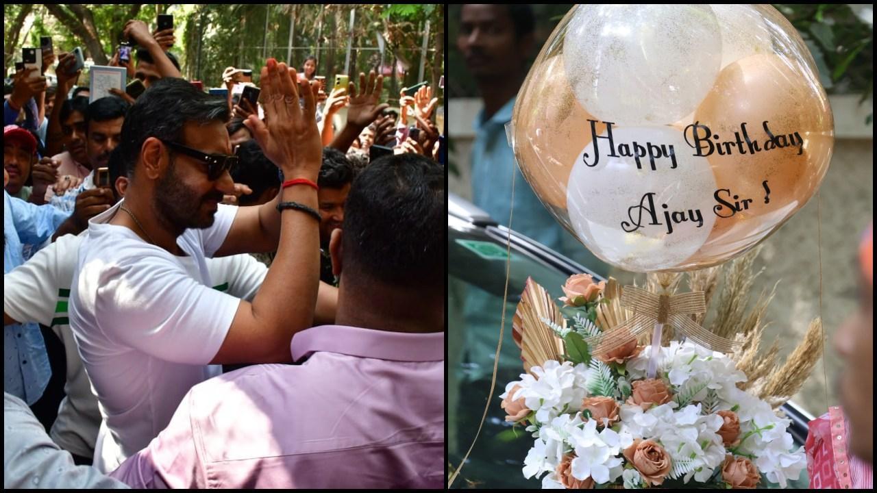 अजय देवगन को जन्मदिन पर बधाई देने पहुंचे उनके फैंस. फोटोज़/योगेन शाह