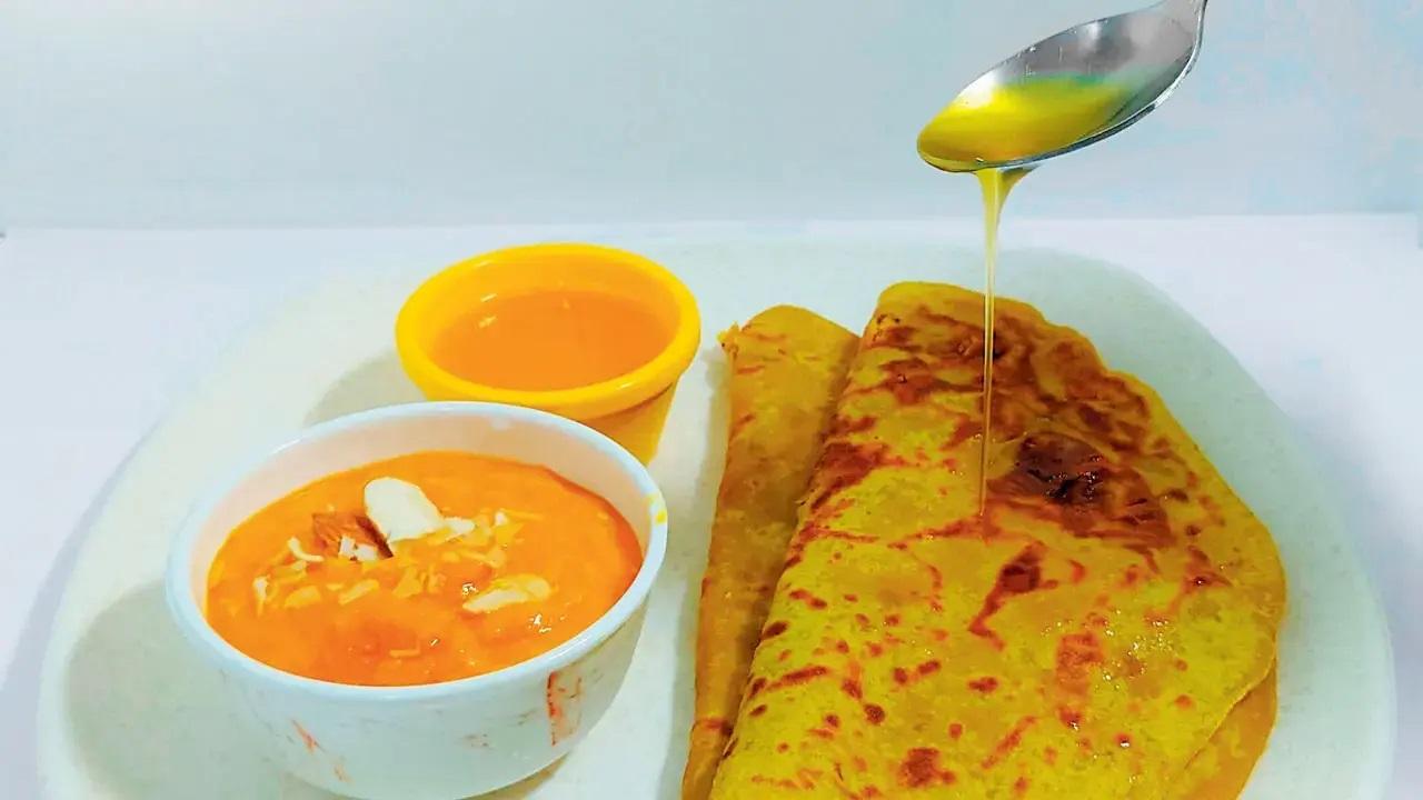 क्लाउड किचन का विशेष आमरस केसर से युक्त है और इसके ऊपर पिस्ता डाला गया है.
गुड फूड कॉन्सेप्ट, वर्ली में. (शहर और उपनगरों में डिलीवरी)
9820842525 पर कॉल करें
रुपये 275 रुपये (चार पूरियां शामिल हैं)