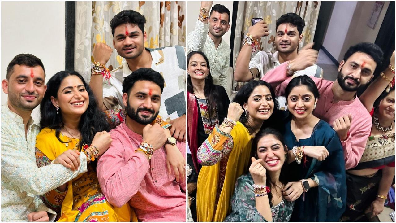 ऐश्वर्या शर्मा ने अपने तीन भाइयों की कलाई पर राखी बांधी और इस खास मौके की तस्वीरें अपने सोशल मीडिया अकाउंट पर साझा कीं. 