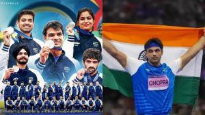 नीरज चोपड़ा, मनु भाकर, सरबजोत सिंह, विनेश फोगट, स्वप्निल कुसाले, अमन सेहरावत, भारतीय पुरुष हॉकी टीम (तस्वीर: Instagram/royalchallengers.bengaluru/फ़ाइल तस्वीर)