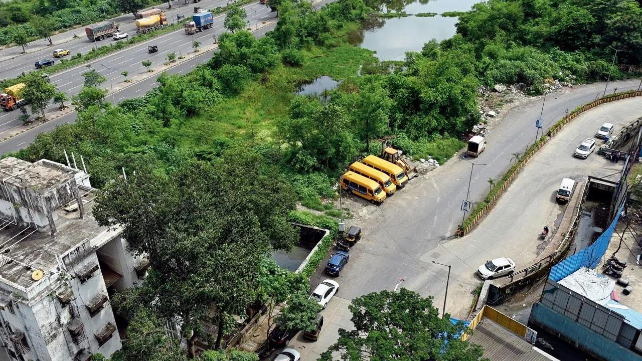 ईस्टर्न एक्सप्रेस हाईवे से जुड़ने वाले प्रस्तावित सड़क मार्ग का स्थान. तस्वीरें/सतेज शिंदे