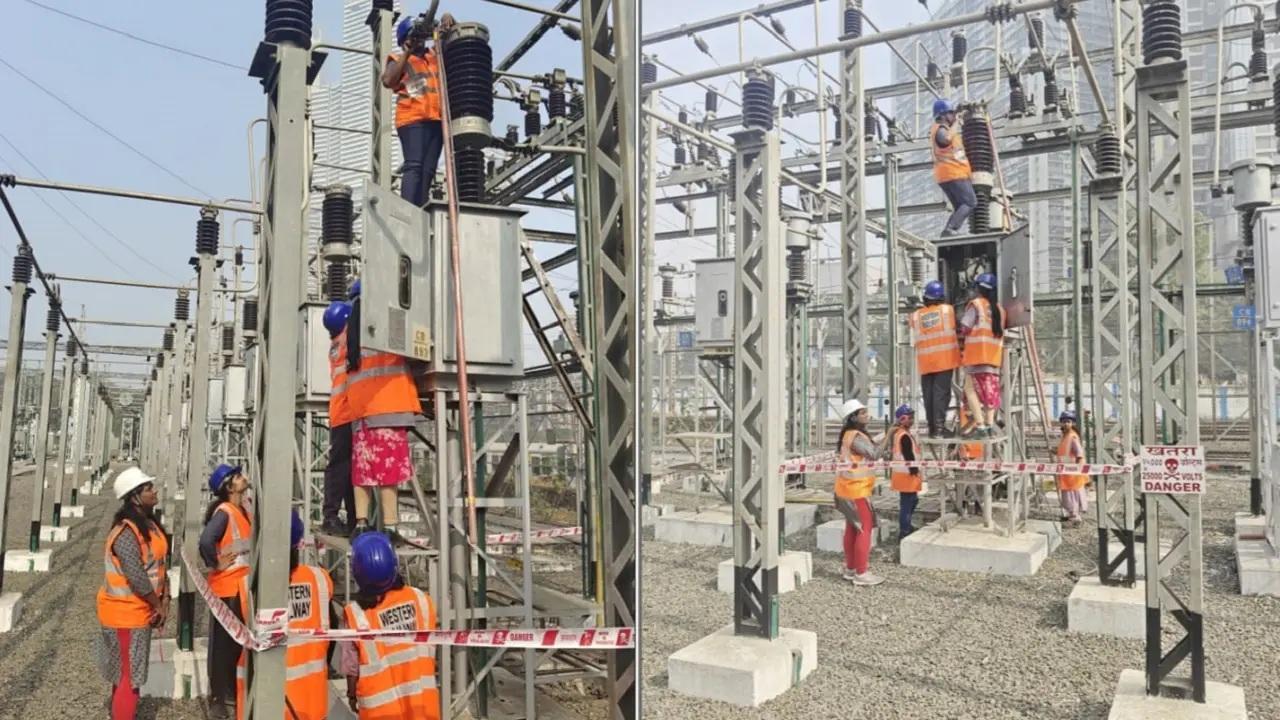 महिला टीम को महालक्ष्मी ट्रैक्शन पावर सब स्टेशन पर 25kV और 110kV उपकरण बनाए रखने के लिए प्रशिक्षण दिया गया है.