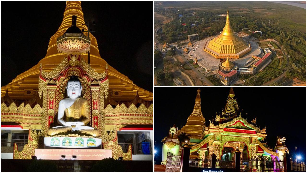 बोरीवली में स्थित `ग्लोबल विपश्यना पगोडा` रात के समय भी कई हजारों मीटर से भी दिखाई देता हैं. 