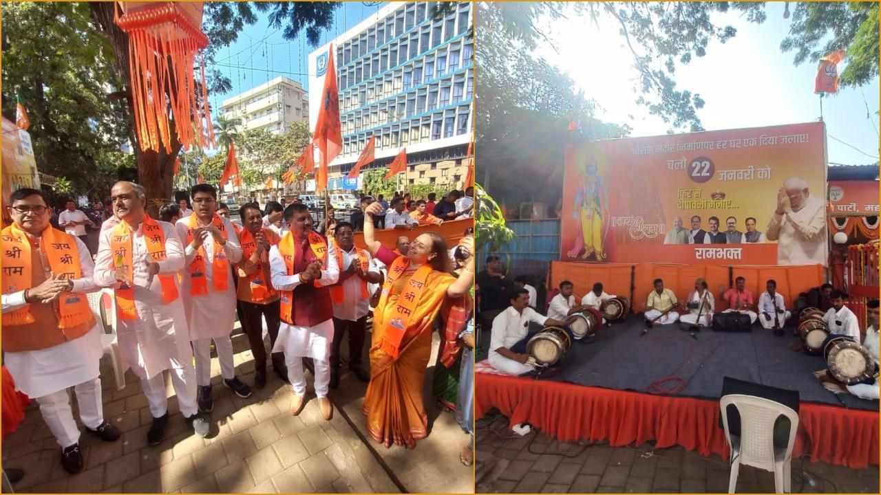 अंधेरी और चर्चगेट में बीजेपी दफ्तर के सामने भाव विभोर हुए कार्यकर्ता. (फोटो/समीर आबेदी-निमेश दवे)