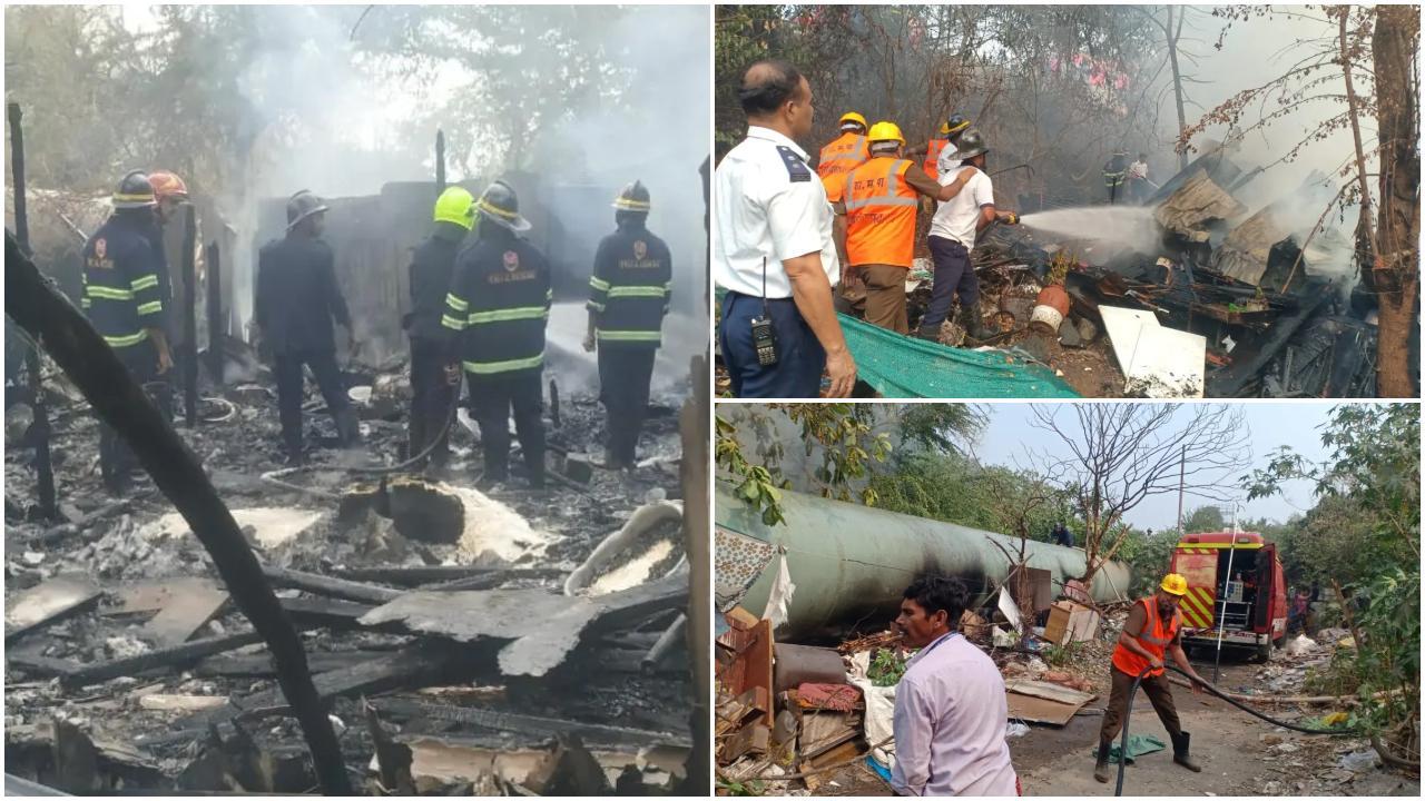आग लगने के बाद फायर ब्रिगेड के अधिकारी मौके पर पहुंचे और आग बुझा दी. (Pics/RDMC)