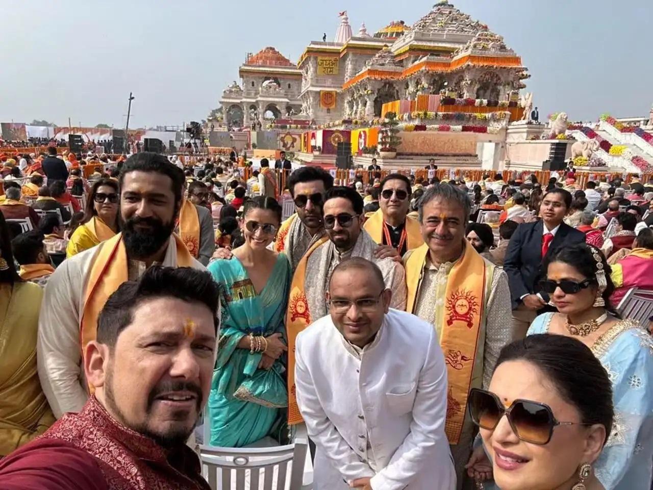 महावीर जैन ने बॉलीवुड के मेहमानों के साथ फ्रेम साझा करते हुए अपनी यह तस्वीर साझा की. फ्रेम में नजर आने वाले सेलेब्स हैं- माधुरी दीक्षित, आयुष्मान खुराना, आलिया भट्ट, रणबीर कपूर, विक्की कौशल और राजकुमार हिरानी. कैटरीना कैफ फ्रेम से कट गईं.
