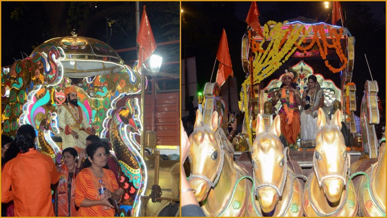 रैली में भारतीय इतिहास को दर्शाना कोई नहीं भूला. रैली में शिवाजी महाराज और भगवान कृष्ण के साथ अन्य परिधानों में झांकी भी सजाई गई.