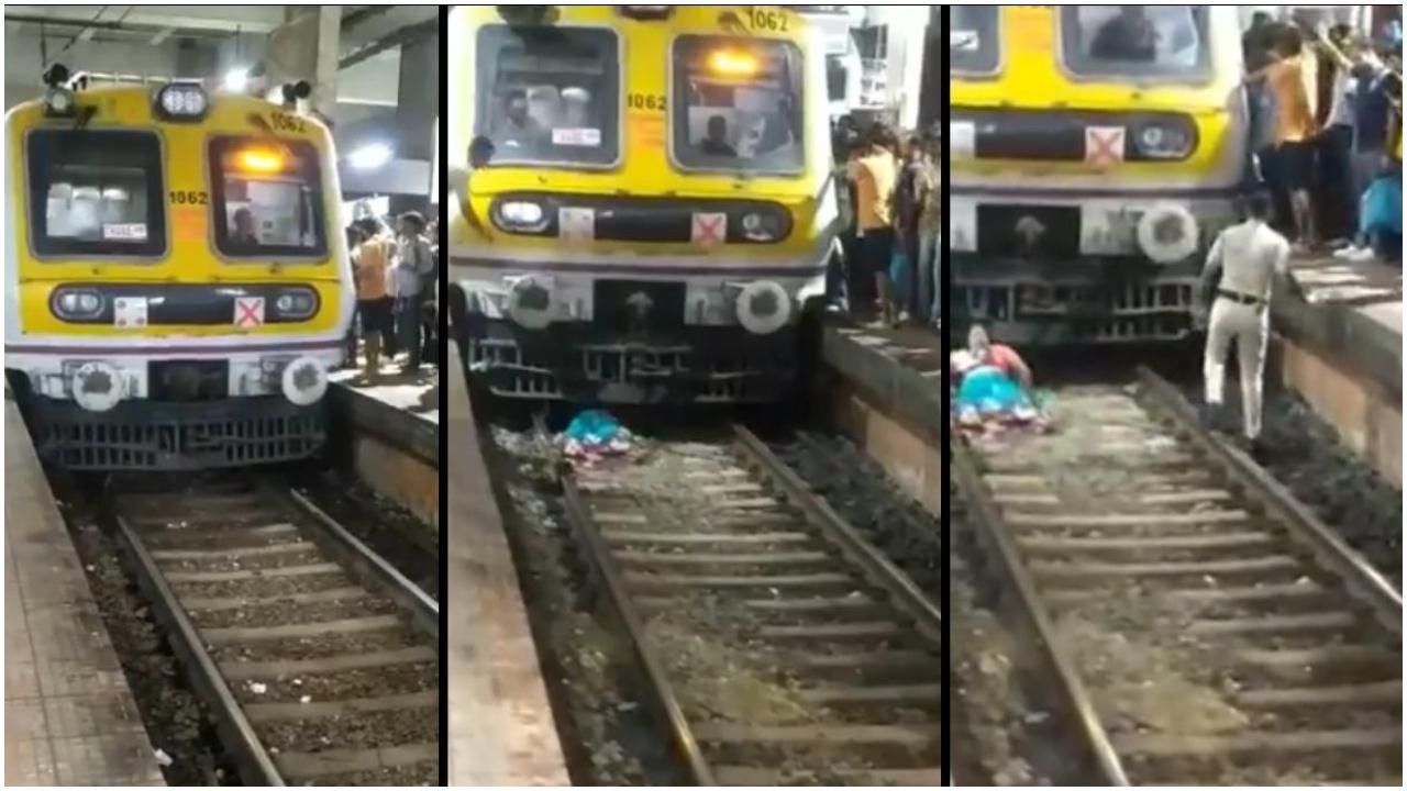 बेलापुर में महिला पटरी पर गिरी और ट्रेन उसके ऊपर से गुजर गई (सोशल मीडिया)