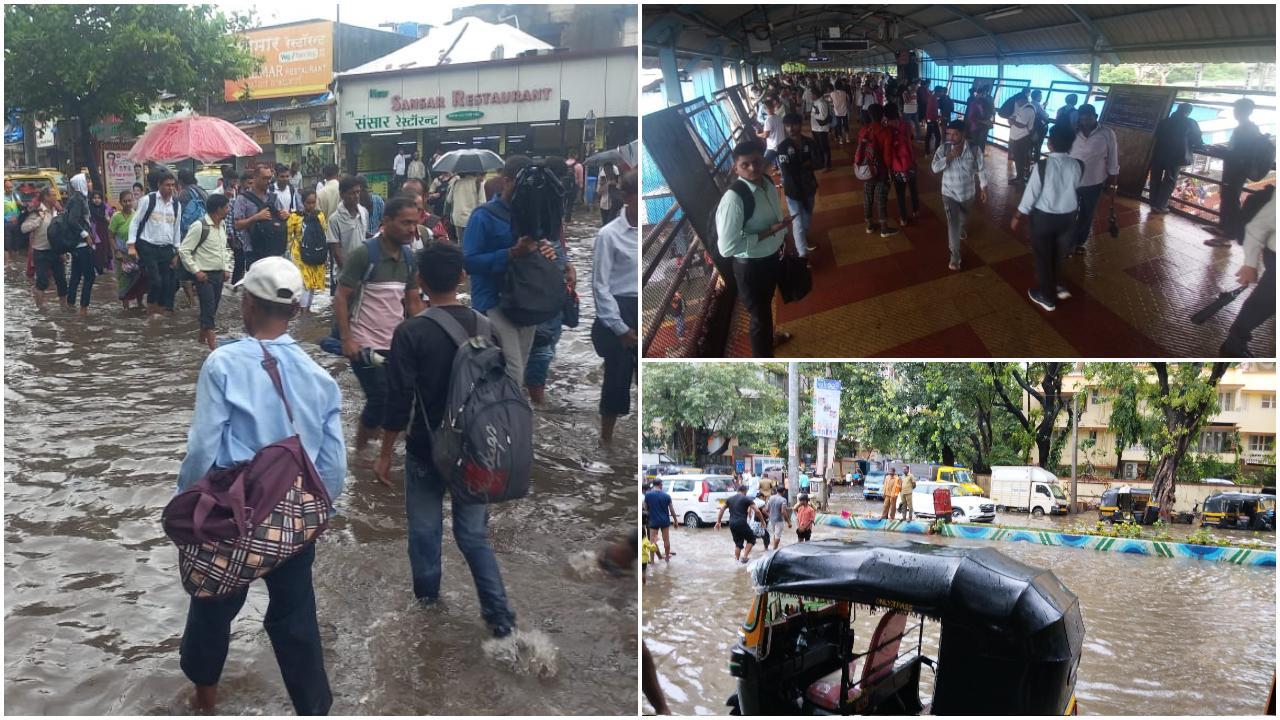 हफ्ते के पहले दिन ही भारी बारिश के कारण मुंबईकरों को काफी परेशानी का सामना करना पड़ रहा है. (Photos / Sameer Abdedi)