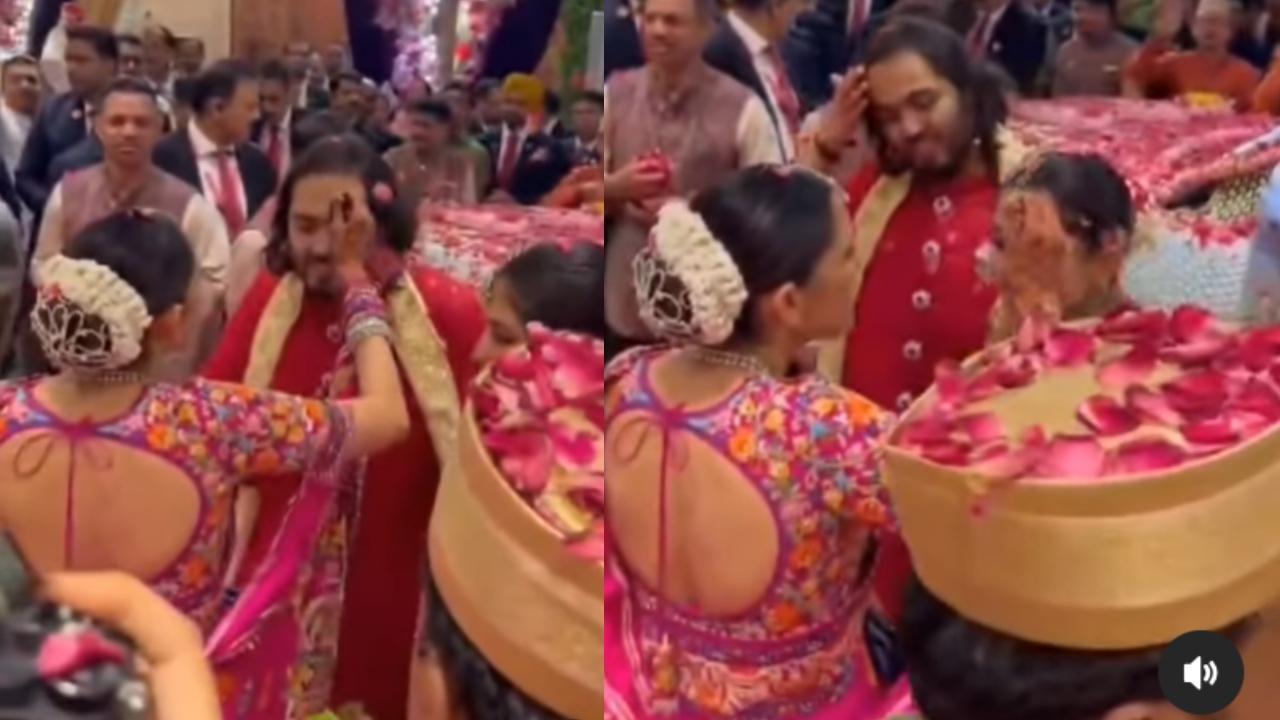 शादी के बाद अनंत राधिका का स्वागत करती श्लोका अंबानी (फोटो/इंस्टाग्राम वीडियो का स्क्रीन ग्रैब)