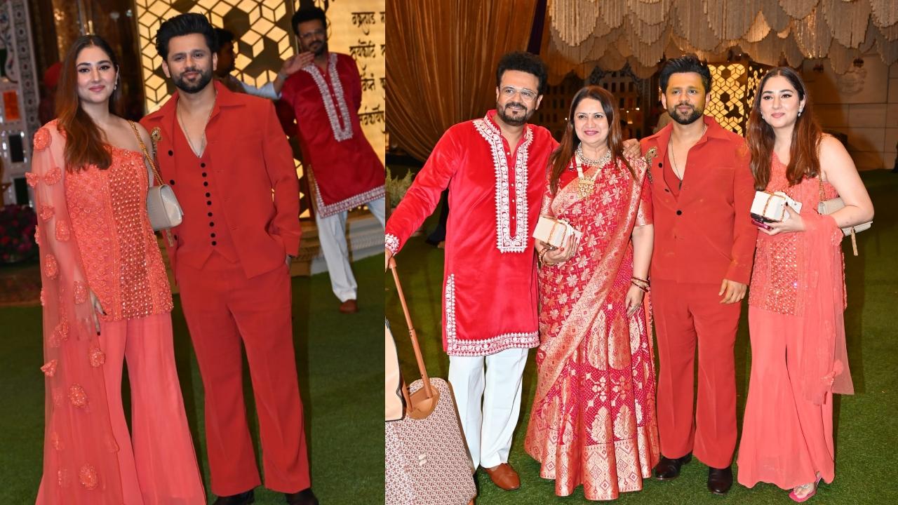 सिंगर राहुल वैद्य अपनी पत्नी दिशा परमार के साथ अनंत की हल्दी में पहुंचे थे.