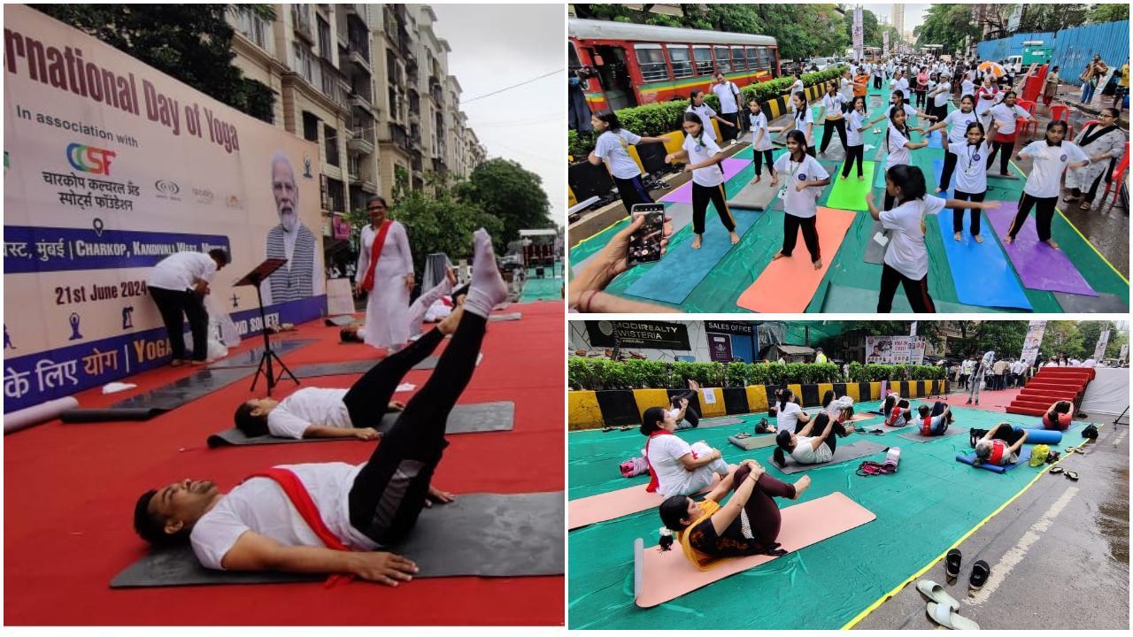 इस आयोजन की शुरुआत सुबह 7 बजे हुई, जहां चारकोप के विभिन्न समुदायों के लोगों ने एकत्रित होकर योग की विभिन्न क्रियाओं में भाग लिया. (PICS-NIMESH DAVE)