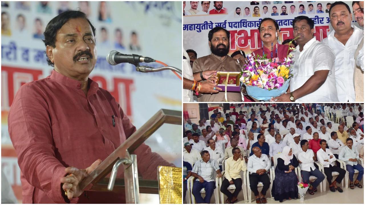अजीत पवार गुट के सुनील तटकरे का उनके समर्थकों ने भव्य तरीके से स्वागत किया.