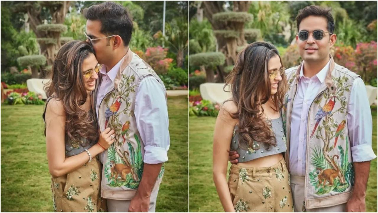 आकाश अंबानी और पत्नी श्लोका अंबानी ने अपने जंगल-प्रेरित आउटफिट के साथ एक कैज़ुअल और आकर्षक लुक चुना. उनके पहनावे में छोटे फूलों अलंकरणों के साथ हरे-भरे और मिट्टी के बेज रंगों को शामिल करते हुए एक सफारी जैसा माहौल था.