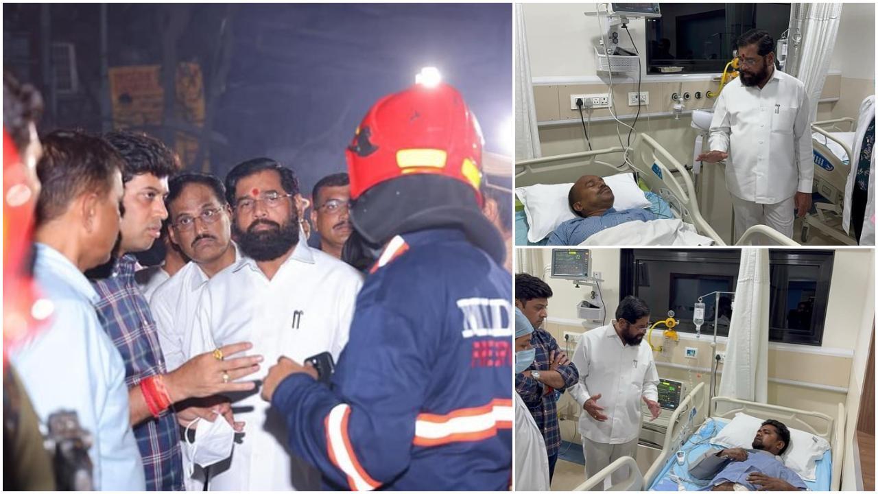 सीएम शिंदे गुरुवार शाम को घटना में घायल हुए लोगों से मिलने एम्स पहुंचे. Pics / X
