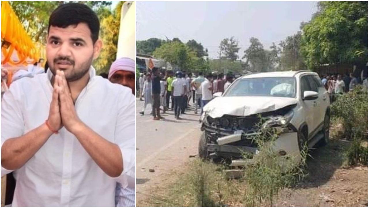 करण भूषण के काफिले में शामिल अनियंत्रित पुलिस स्कॉर्ट की गाड़ी ने अचानक बाइक सवार को जोरदार टक्कर मारी.