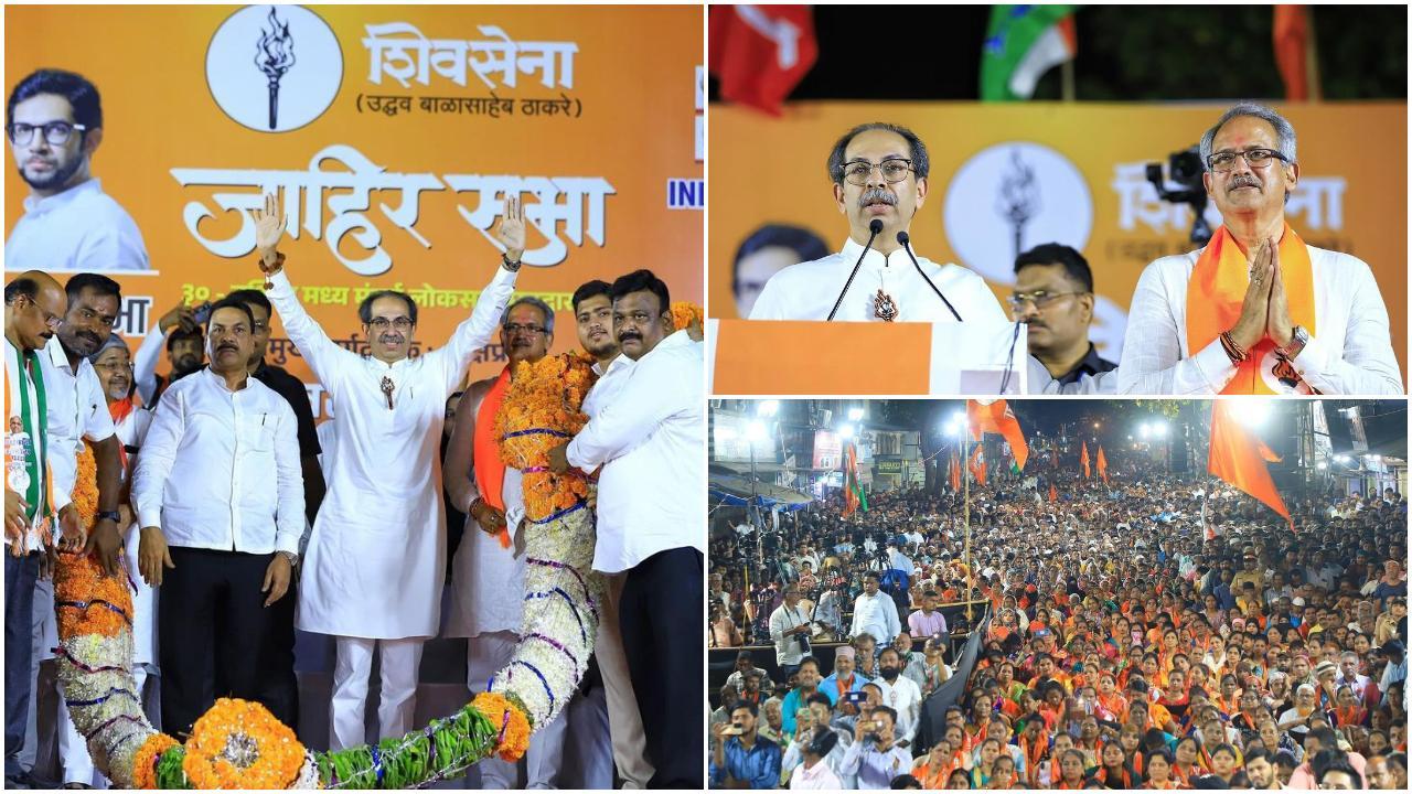 रविवार को एक रैली को संबोधित करते हुए उद्धव ठाकरे. @ShivSenaUBTOfficial