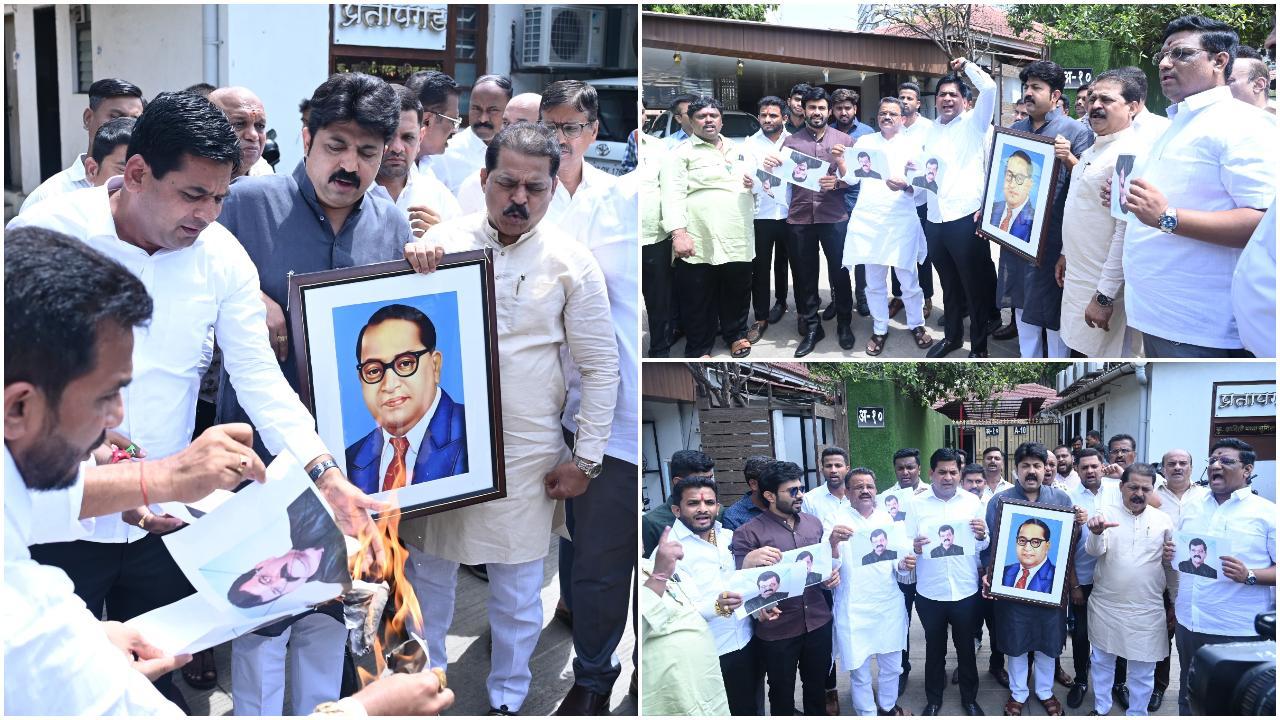 उमेश पाटिल ने एनसीपी कार्यकर्ताओं के साथ मिलकर जितेंद्र अव्हाड के खिलाफ नारे लगाए. 