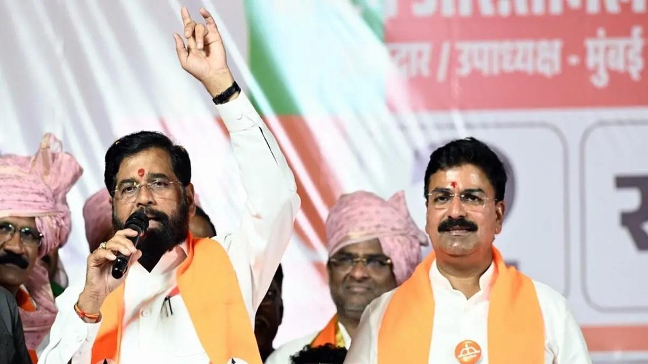 महाराष्ट्र के मुख्यमंत्री एकनाथ शिंदे और राहुल शेवाले. तस्वीर/कीर्ति सुर्वे परेड