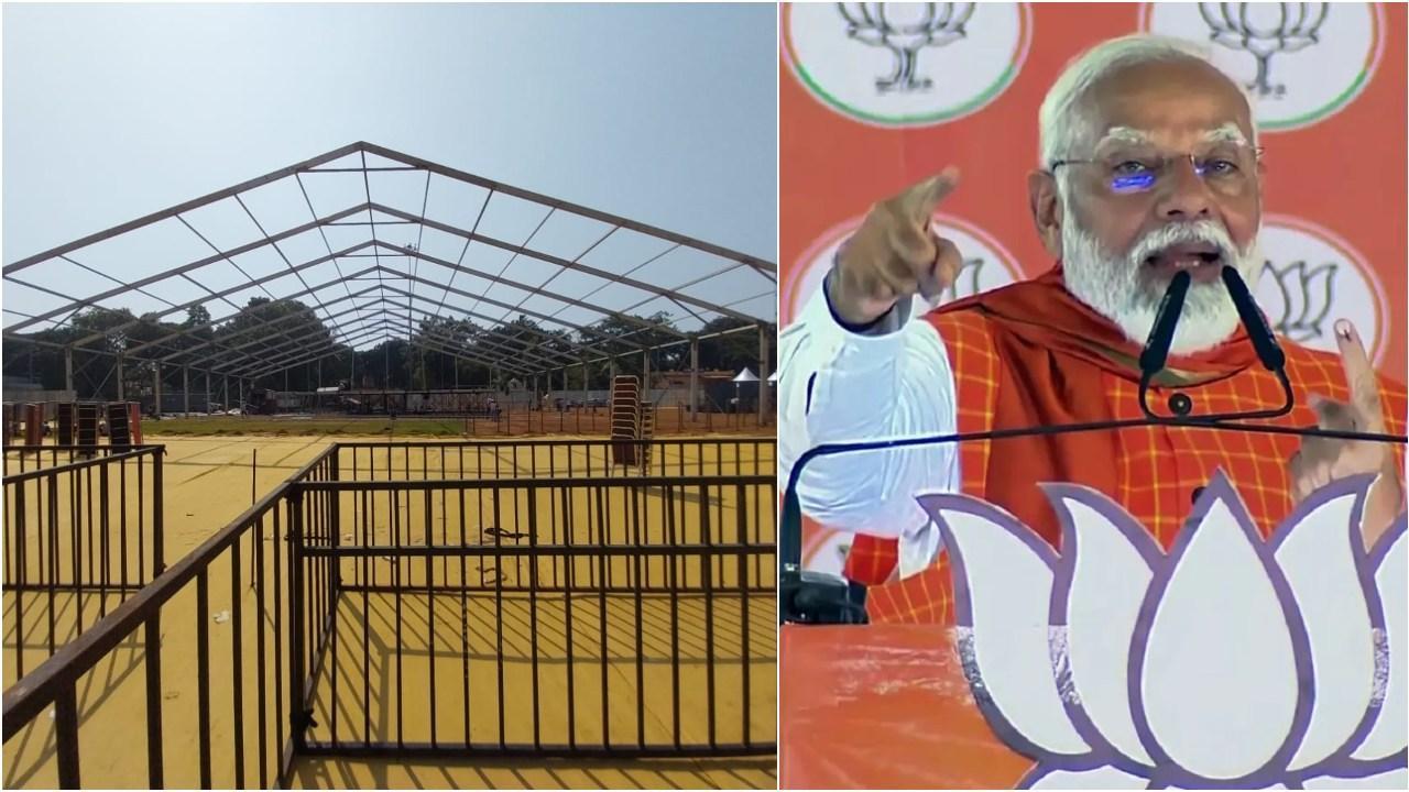 दादर शिवाजी पार्क में शुरू हो गई पीएम मोदी के आने की तैयारियां. (फोटो/आशीष राजे)