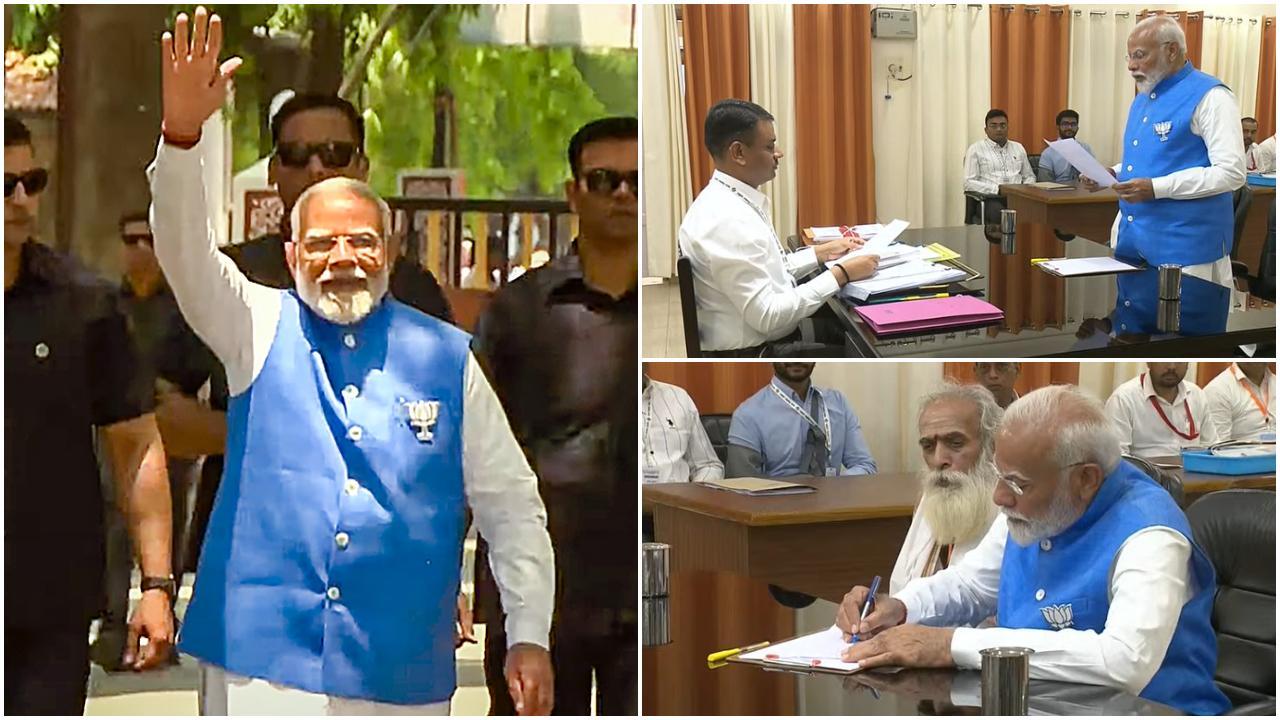 नामांकन दाखिल करते प्रधानमंत्री नरेंद्र मोदी (फोटो: पीटीआई)