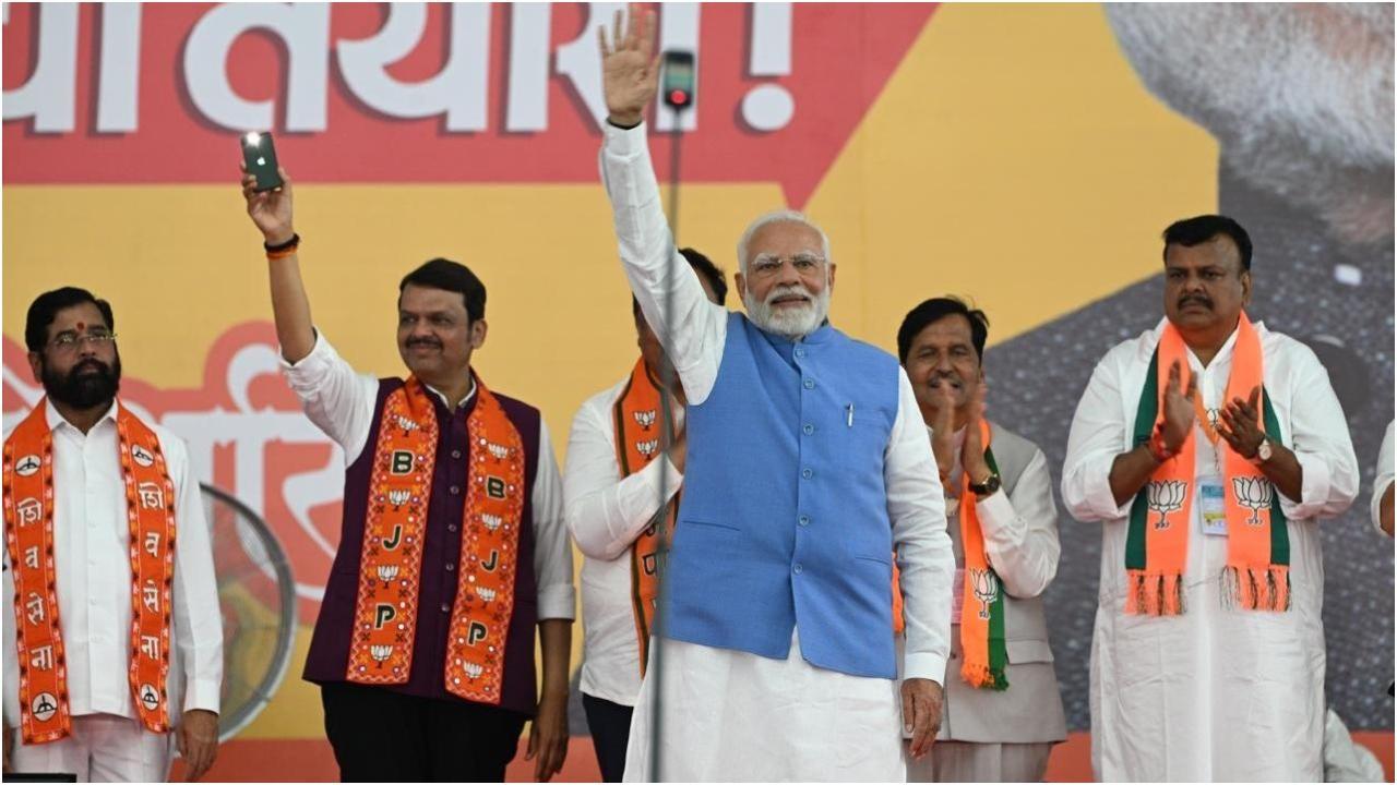 प्रधानमंत्री मोदी गुरुवार को शिवाजी पार्क में. तस्वीर/राणे आशीष