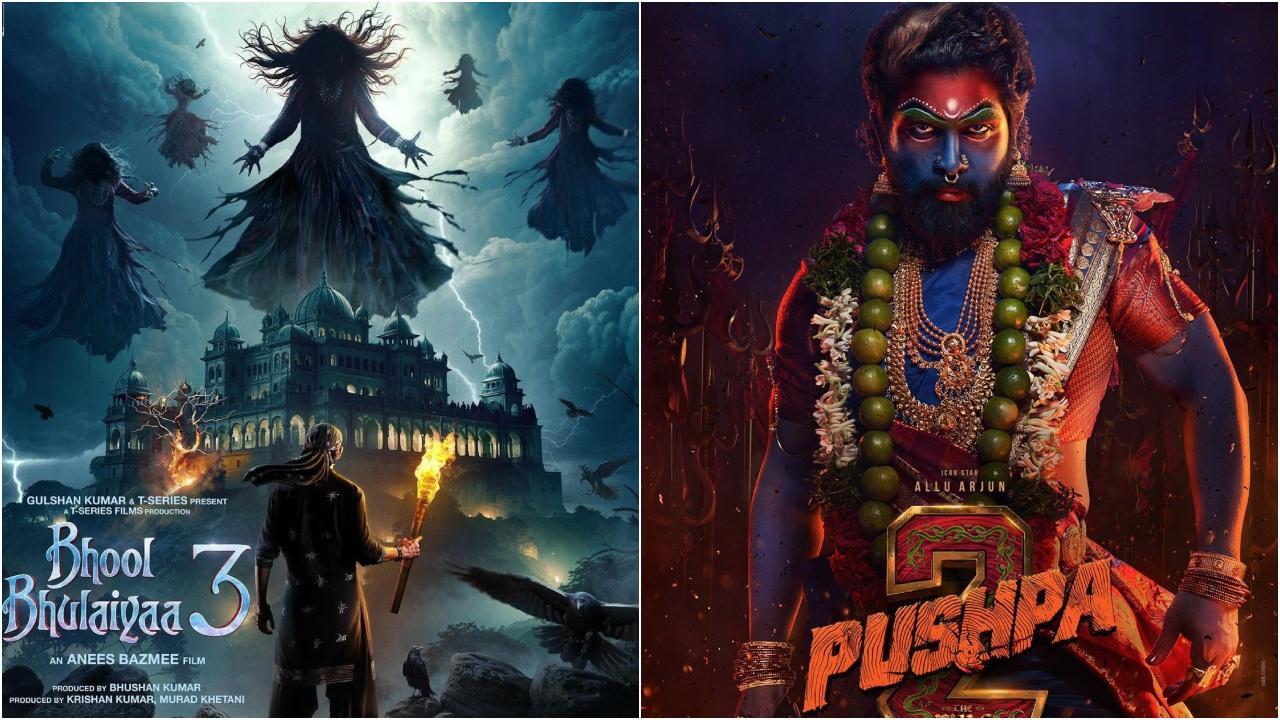 भूल भुलैया और पुष्पा 2: द रूल का पोस्टर