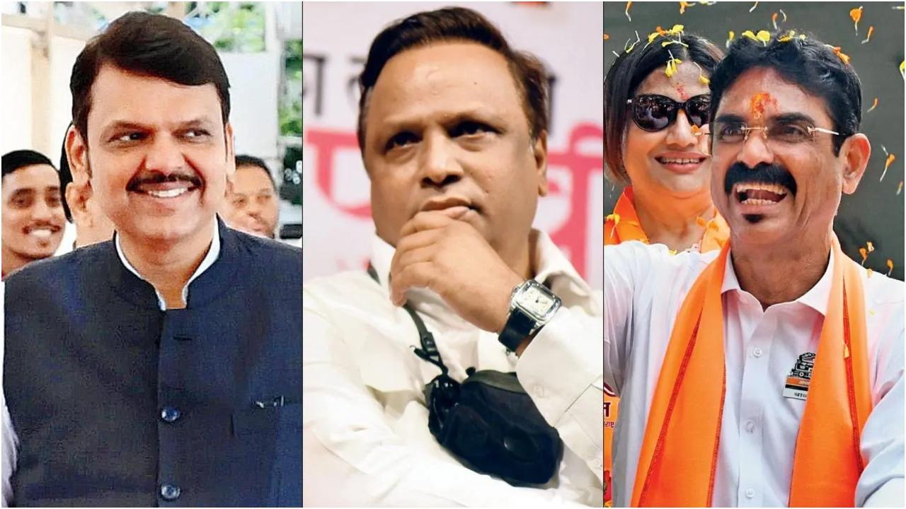 उपमुख्यमंत्री देवेंद्र फडणवीस; भाजपा मुंबई अध्यक्ष आशीष शेलार; मनसे नेता बाला नांदगांवकर. तस्वीर/कीर्ति सर्वे परेड