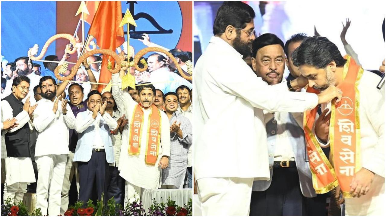 इस मौके पर मुख्यमंत्री शिंदे ने उन्हें पार्टी का पारंपरिक तीर-धनुष देकर स्वागत किया.