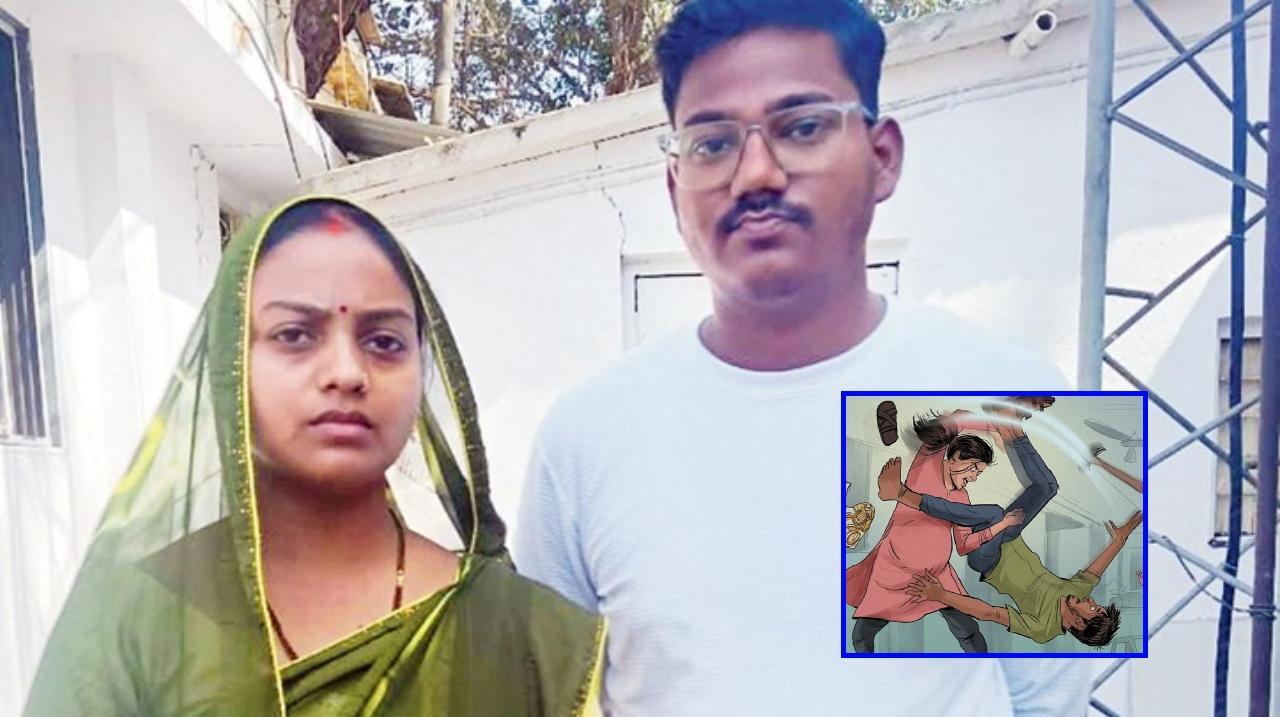 काजल चव्हाण अपने पति के साथ