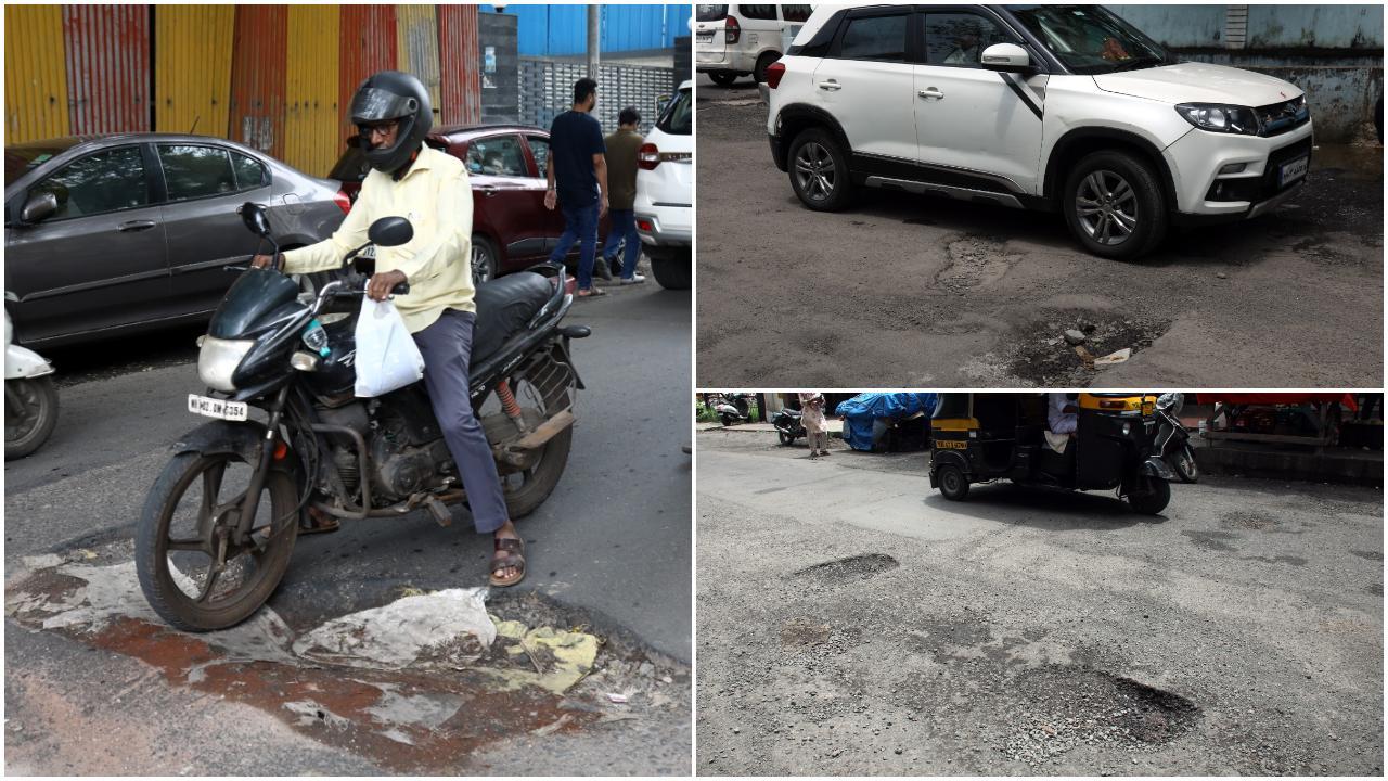 रोज़ाना हज़ारों वाहन इस मार्ग से गुजरते हैं, लेकिन गड्ढों के कारण ट्रैफिक जाम आम हो चुका है. (Pics/Dhiraj Bhoi)