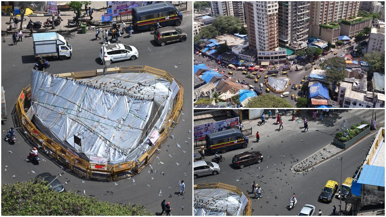 Iजैन समाज द्वारा तिरपाल फाड़ने की घटना के बाद BMC ने दादर कबूतरखाना को दोबारा ढका