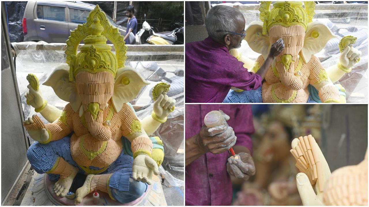 Iगणेश चतुर्थी से पहले लालबाग कार्यशालाओं में बप्पा की मूर्तियां ले रहीं अंतिम रूप