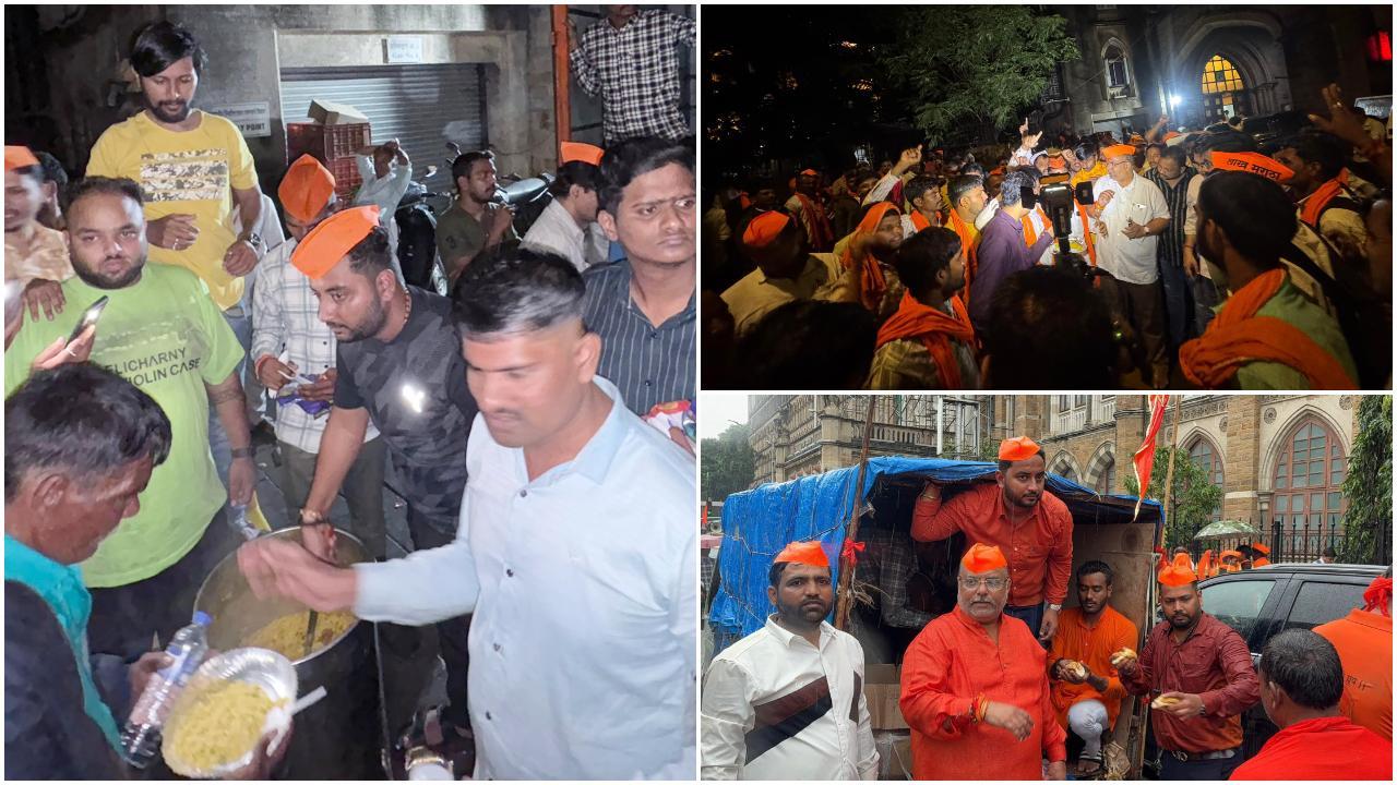 Iमराठा आंदोलन में शिवसेना (UBT) की ओर से बांटा गया भोजन और पानी, देखें तस्वीरें