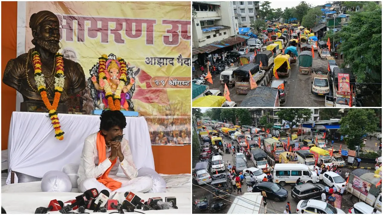 पुलिस अधिकारियों ने बताया कि आंदोलनकारियों के बड़े काफिले और समर्थकों के बढ़ते हुजूम को देखते हुए यह कदम उठाना ज़रूरी हो गया था. (Pics/Satej Shinde)