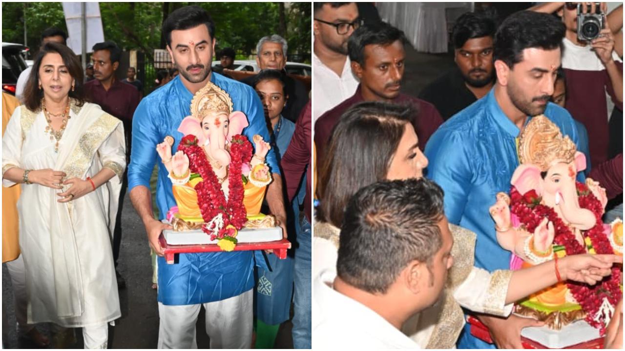 रविवार को अभिनेता रणबीर कपूर ने अपनी मां नीतू कपूर के साथ गणपति विसर्जन किया. (Pics / Yogen Shah)