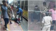 घटना के तुरंत बाद रेलवे पुलिस और स्टेशन कर्मचारी मौके पर पहुंचे और घायल व्यक्ति को अस्पताल ले जाया गया. (PC: Sayyed Sameer Abedi)
