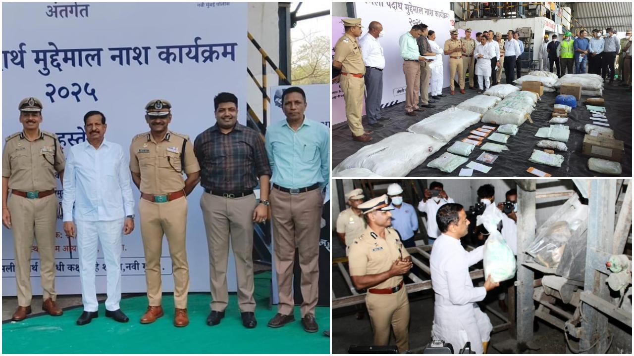 पुलिस के अनुसार, ड्रग्स नष्ट करने की यह कार्रवाई बुधवार सुबह करीब 11 बजे तलोजा एमआईडीसी स्थित वेस्ट मैनेजमेंट लिमिटेड प्लांट में की गई. (Story By: Shirish Vaktania)