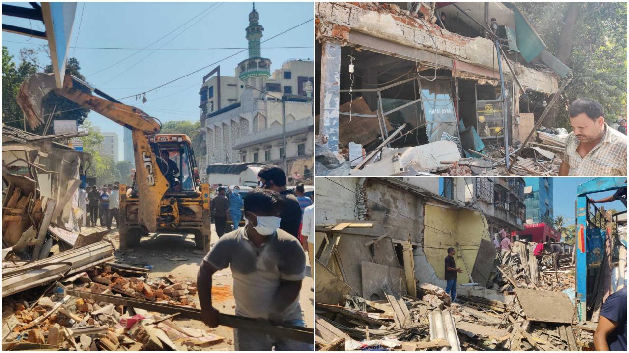 बीएमसी के मुताबिक, यह दुकानदार और रेस्तरां मालिक बिना किसी अनुमति के सड़कों और सार्वजनिक स्थानों पर अतिक्रमण कर रहे थे, जिससे यातायात और आम जनता को असुविधा हो रही थी. (PIC/NIMESH DAVE)