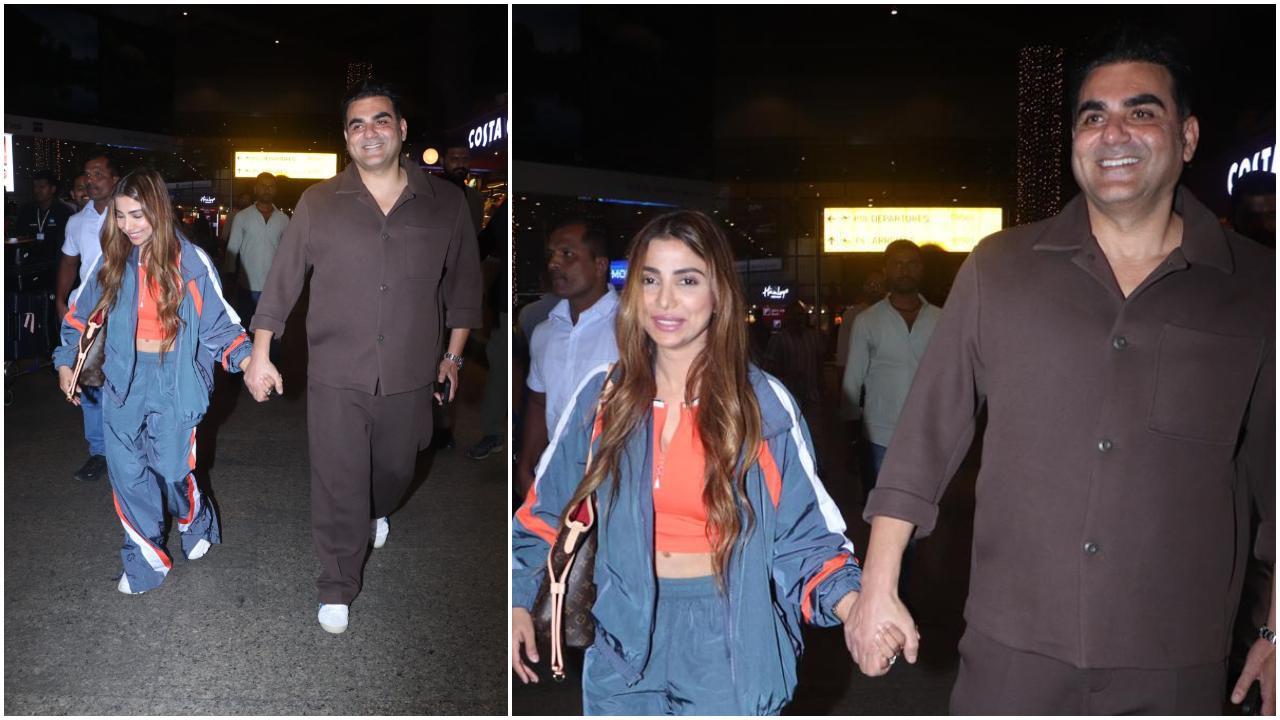 अरबाज खान सोमवार को अपनी दूसरी बेगम शूरा खान के साथ मुंबई एयरपोर्ट पर स्पॉट हुए. (Pics: Yogen Shah)